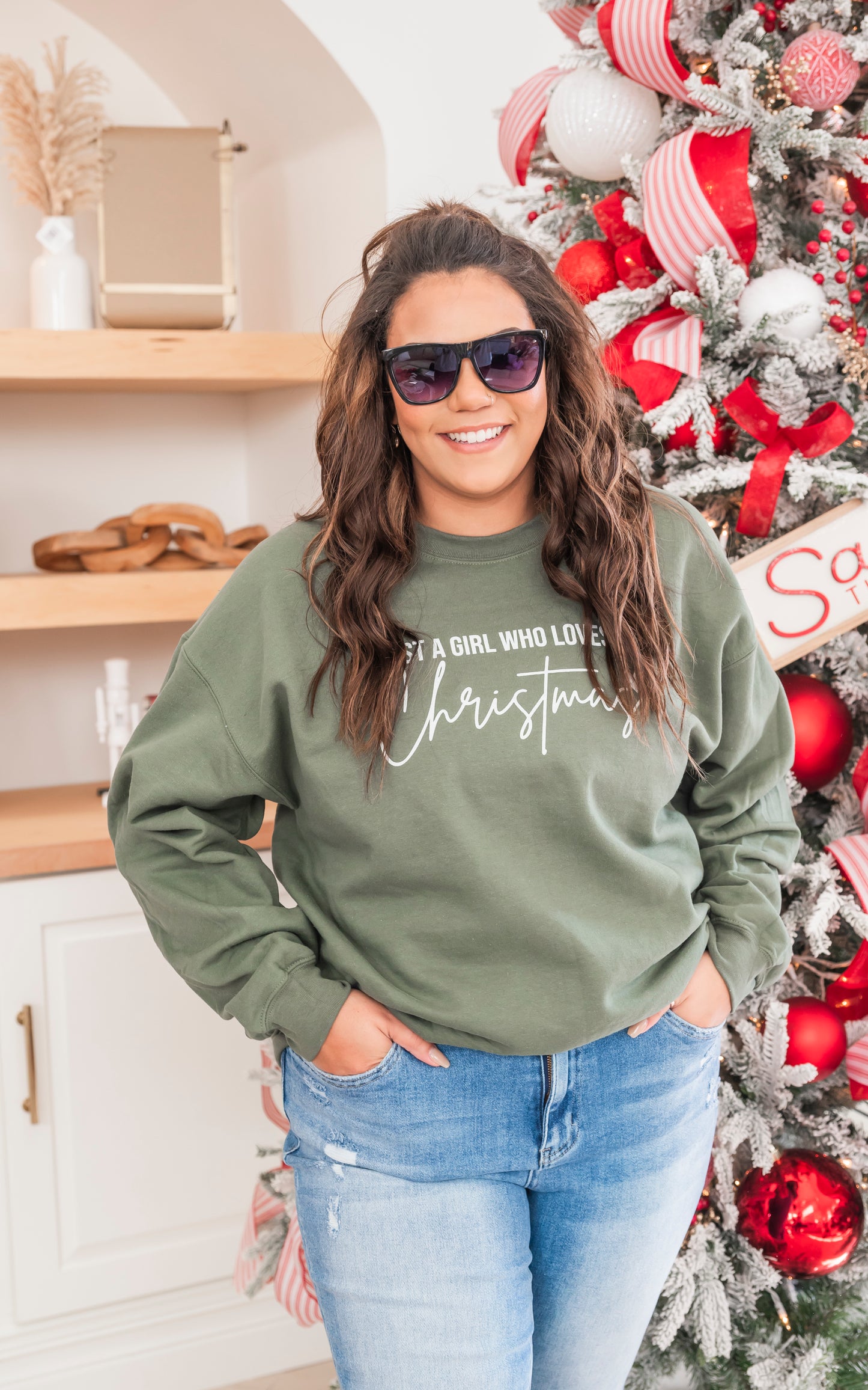 Just a Girl that Loves Christmas Crewneck Sweatshirt** - Final Sale