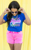 MAMA CHECK GRAPHIC CROP T-SHIRT