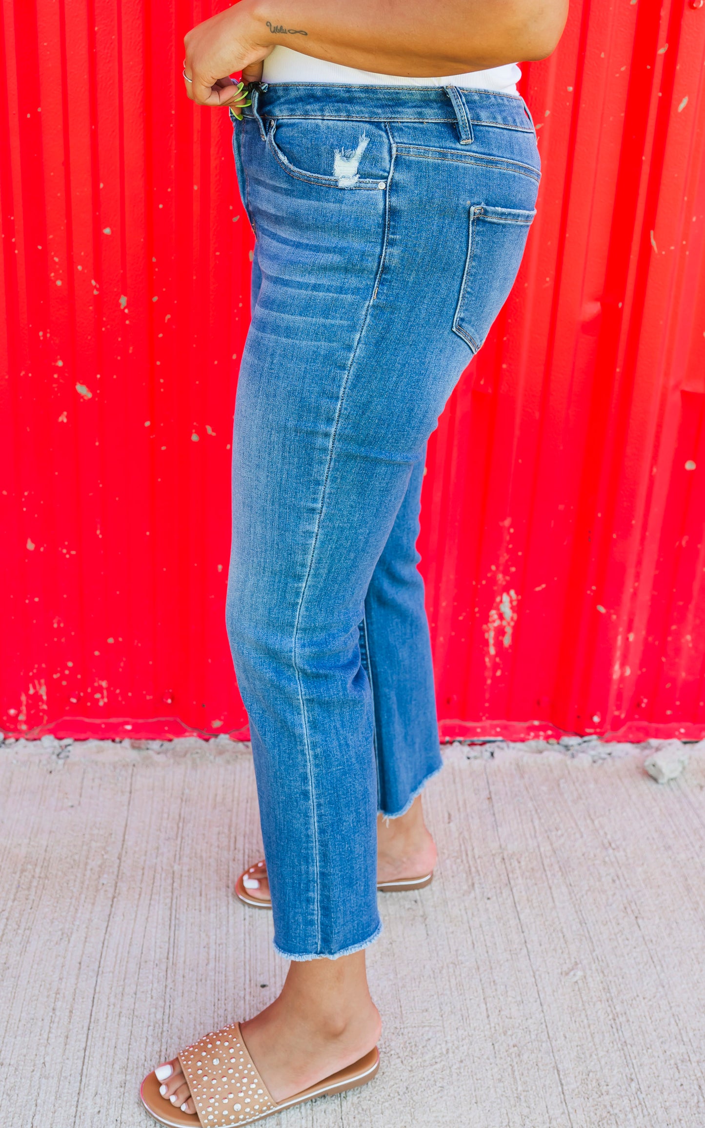 The Anna Mid Rise Bootcut Crop Denim Jean | Mica** - Final Sale