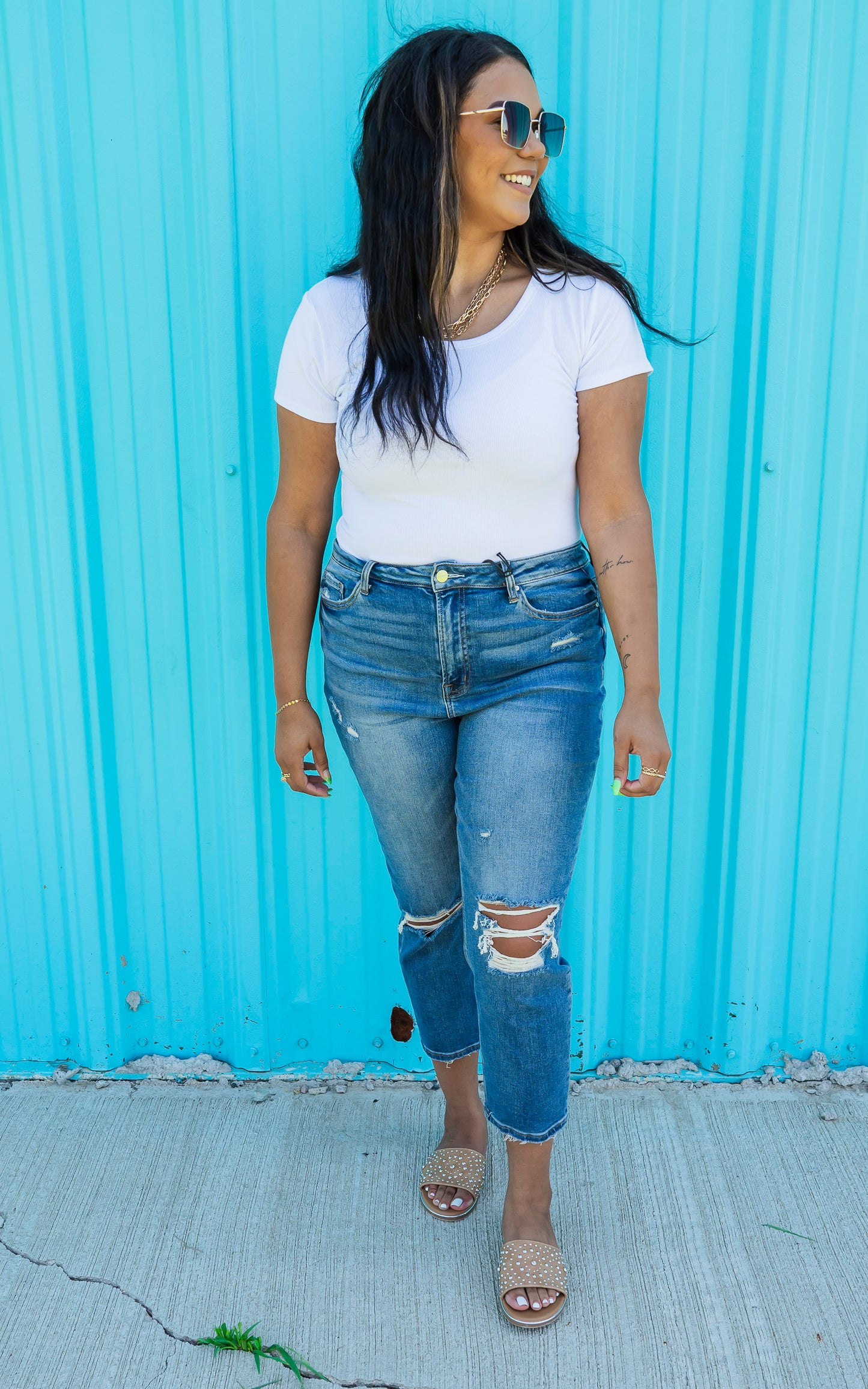 Stretch Super High Rise Mom Denim Jean - Mica* - Final Sale