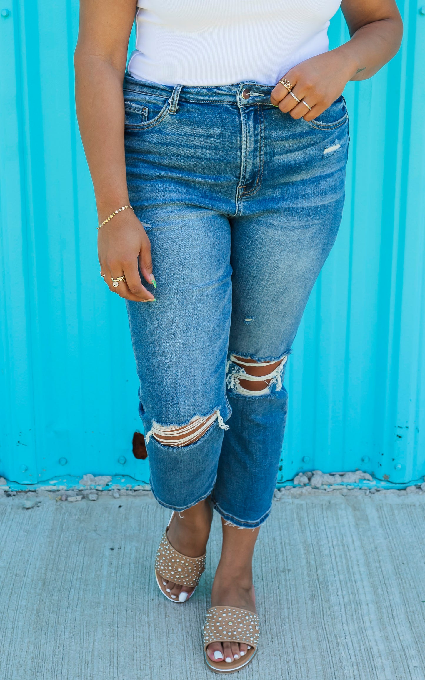 Stretch Super High Rise Mom Denim Jean - Mica* - Final Sale