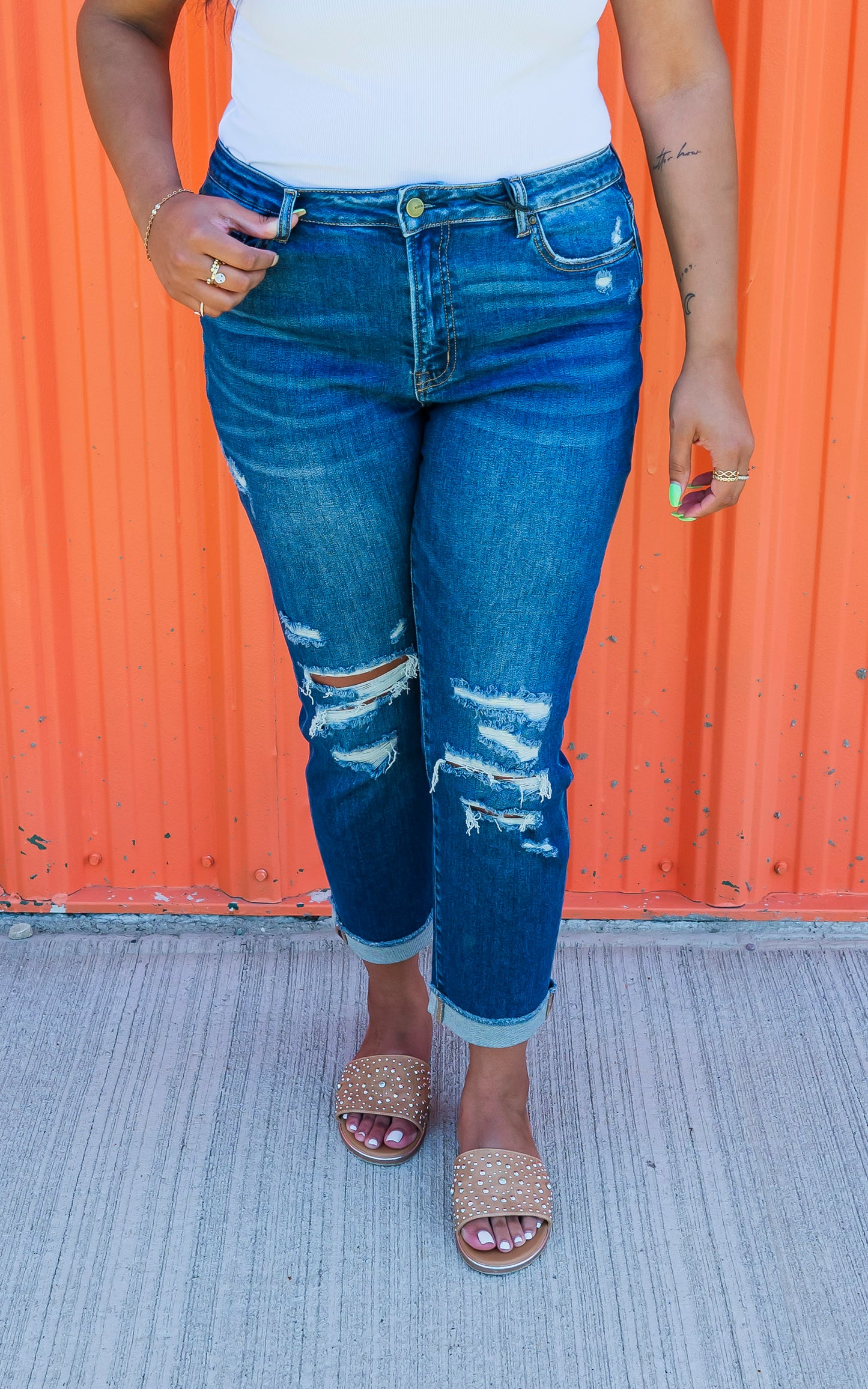 Mica | The Hannah High Rise Boyfriend Crop w/ Cuff Denim Jeans*