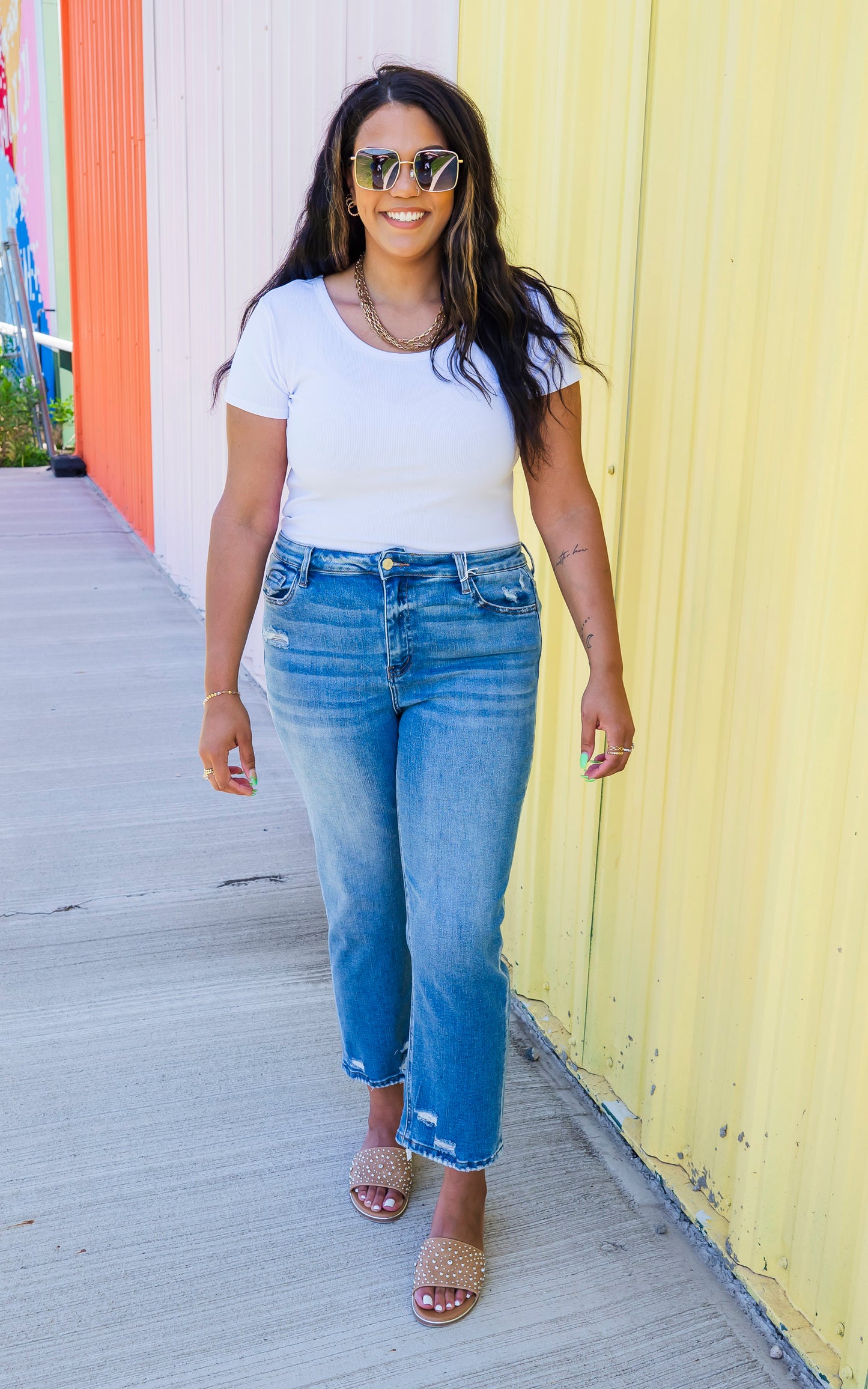 The Emma High Rise Slim Straight Denim Jeans | Lovervet by Vervet - Final Sale