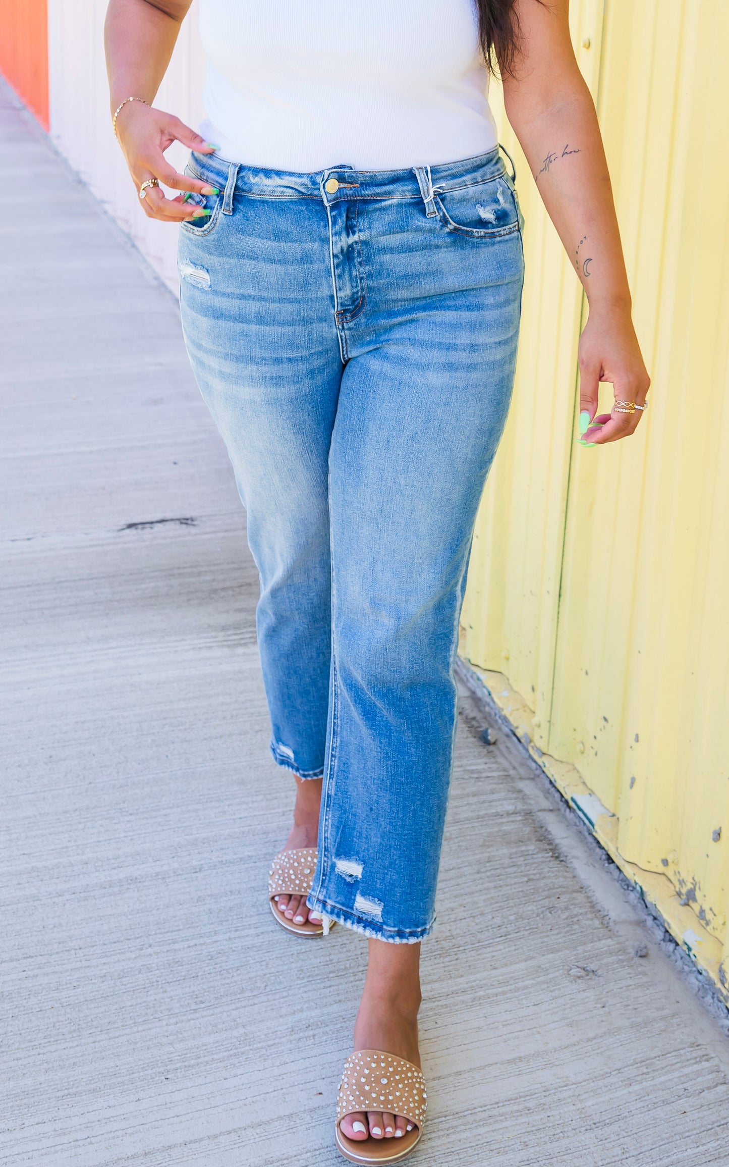 The Emma High Rise Slim Straight Denim Jeans | Lovervet by Vervet - Final Sale