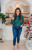 Mock Neck Stretch Crinkle Top