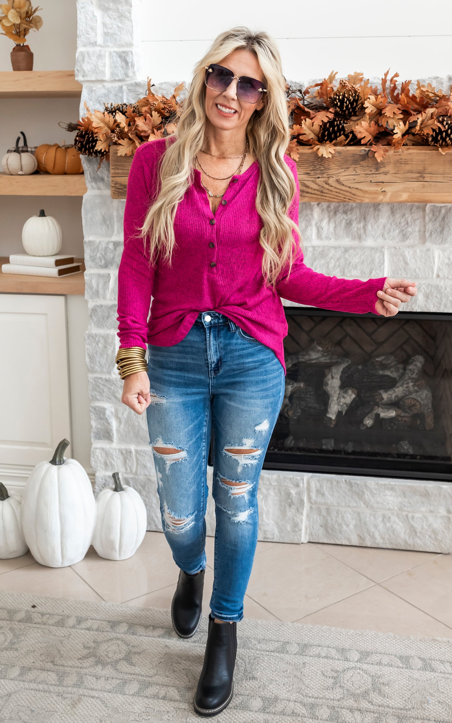 fuchsia long sleeve top