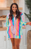 Press Pleated Rainbow Shirt with Matching Shorts - Final Sale