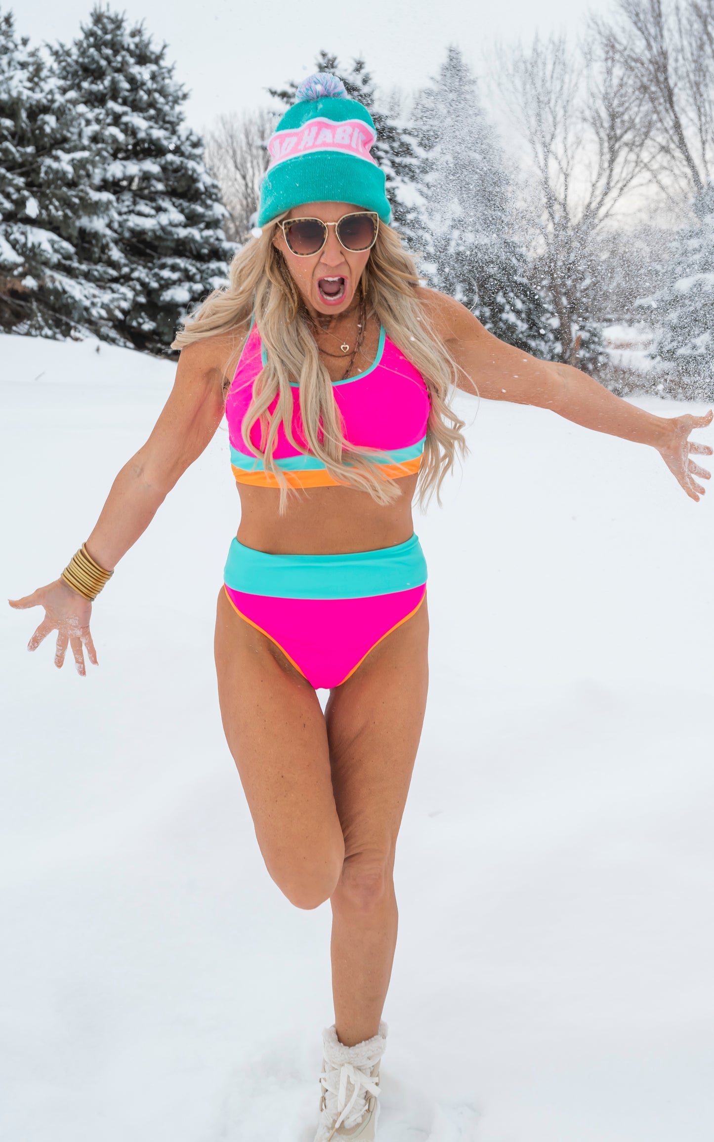 Fuchsia Colorblock Beach Bikini Swimsuit | Salty Wave - Final Sale