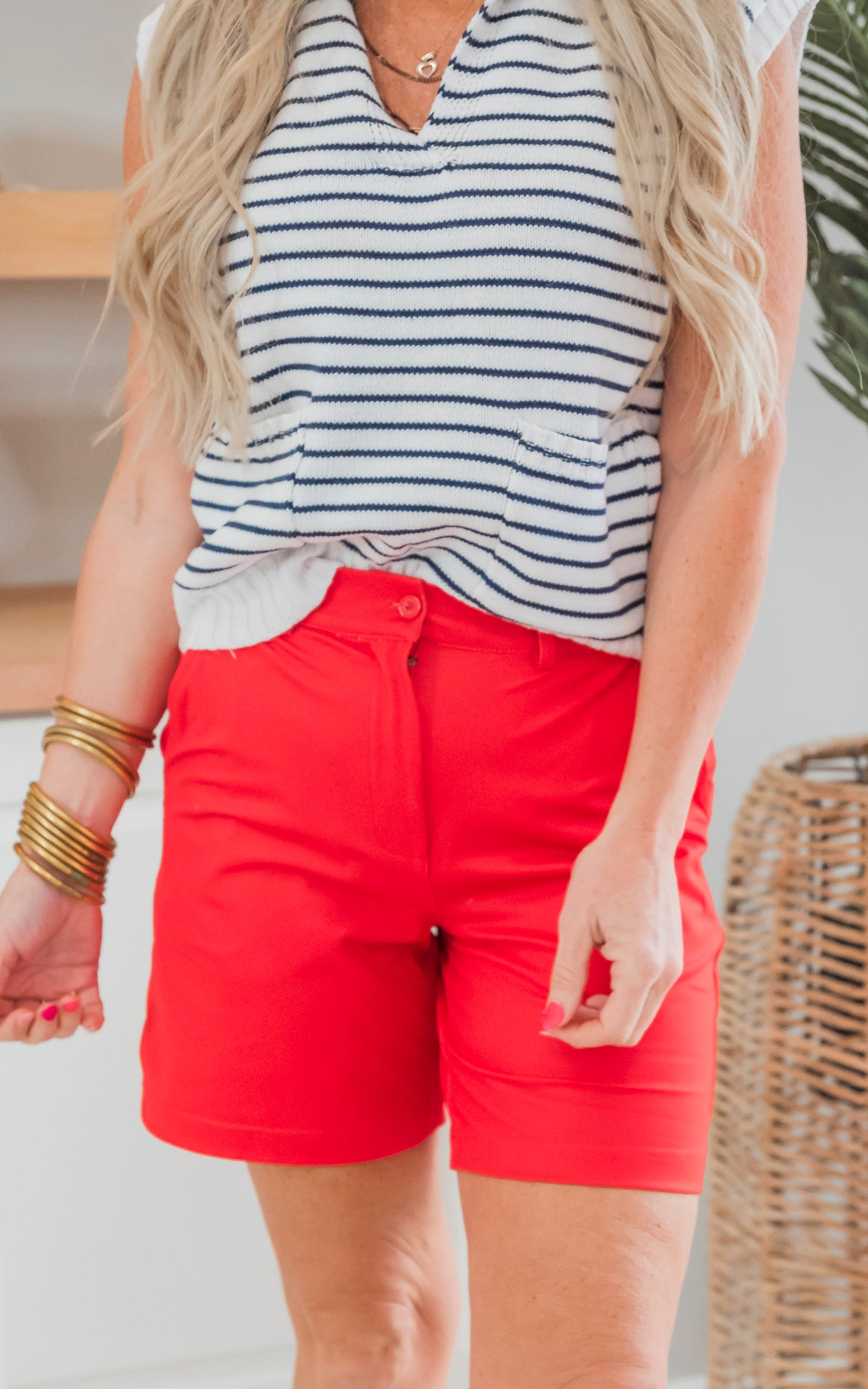 6.5 Inch Red Everyday Bermuda Chino Shorts by Salty Wave * - Final Sale