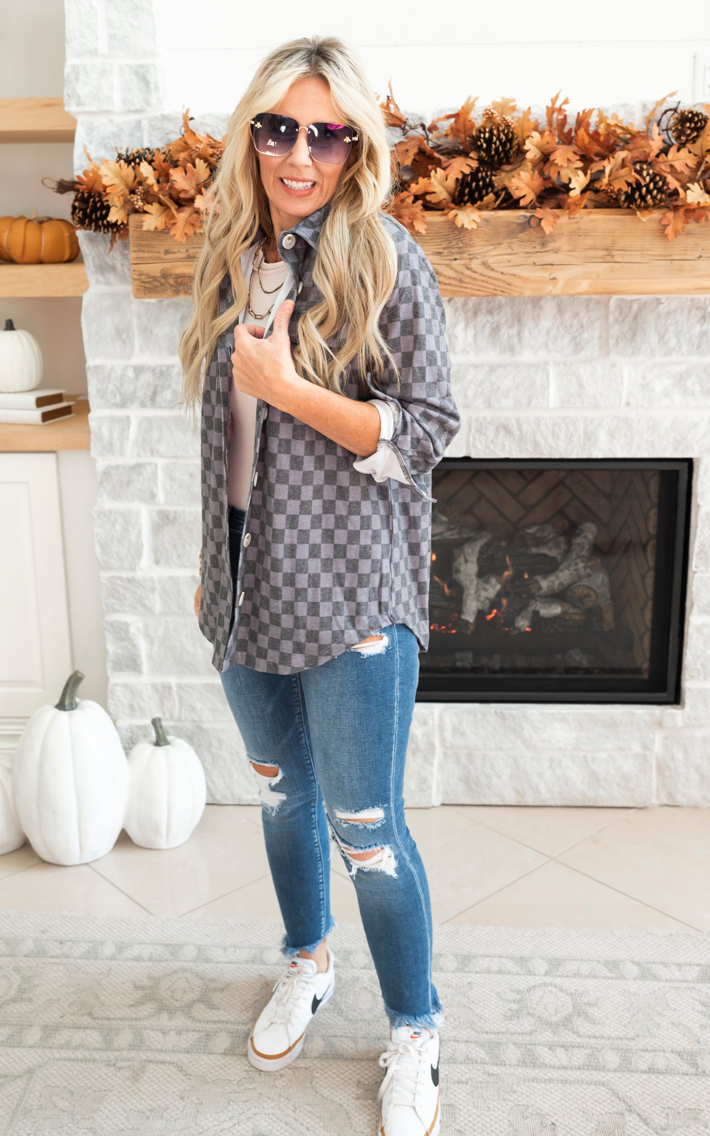 All the Cozy Checkered Charcoal Shacket by Salty Wave **DEAL