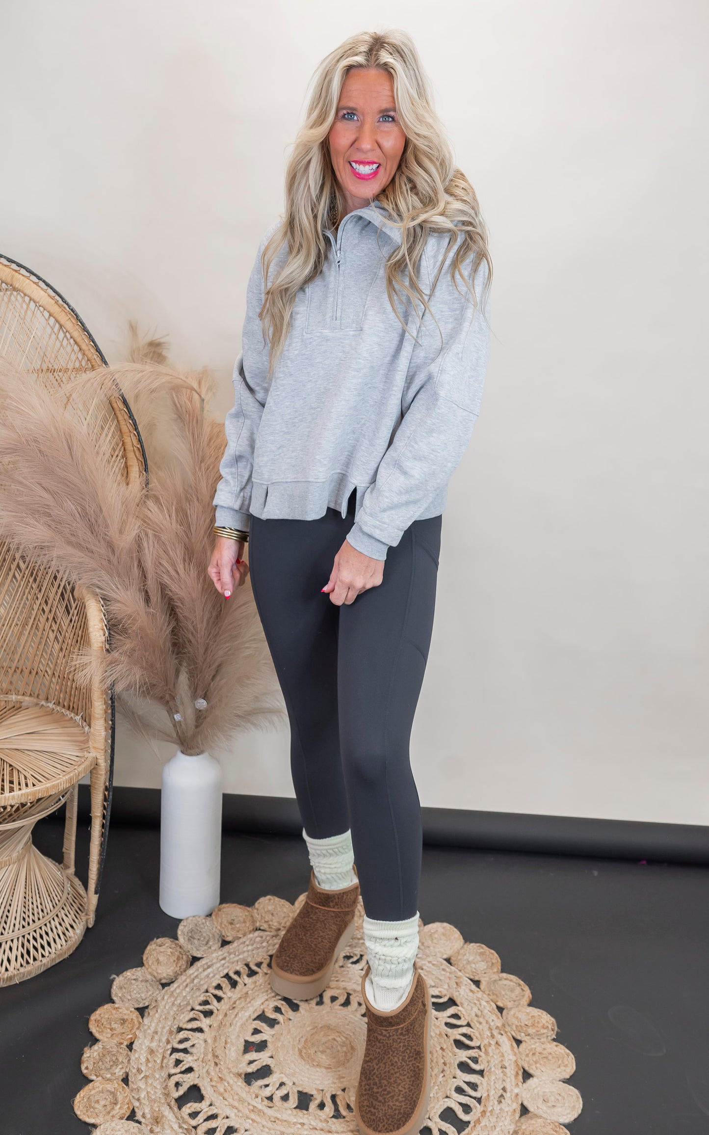 Half Zip Sweatshirt With Funnel Neck - Final Sale