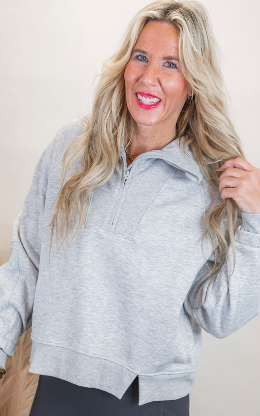 Half Zip Sweatshirt With Funnel Neck - Final Sale