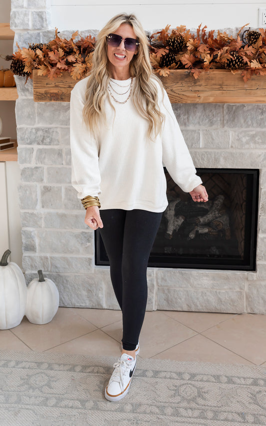 Ivory corded pullover