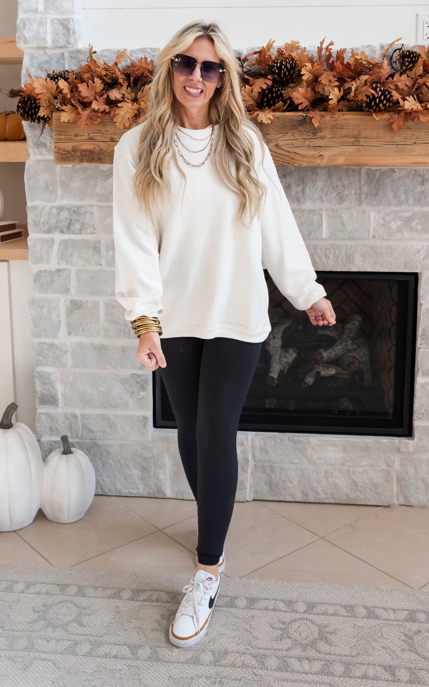 Ivory corded pullover