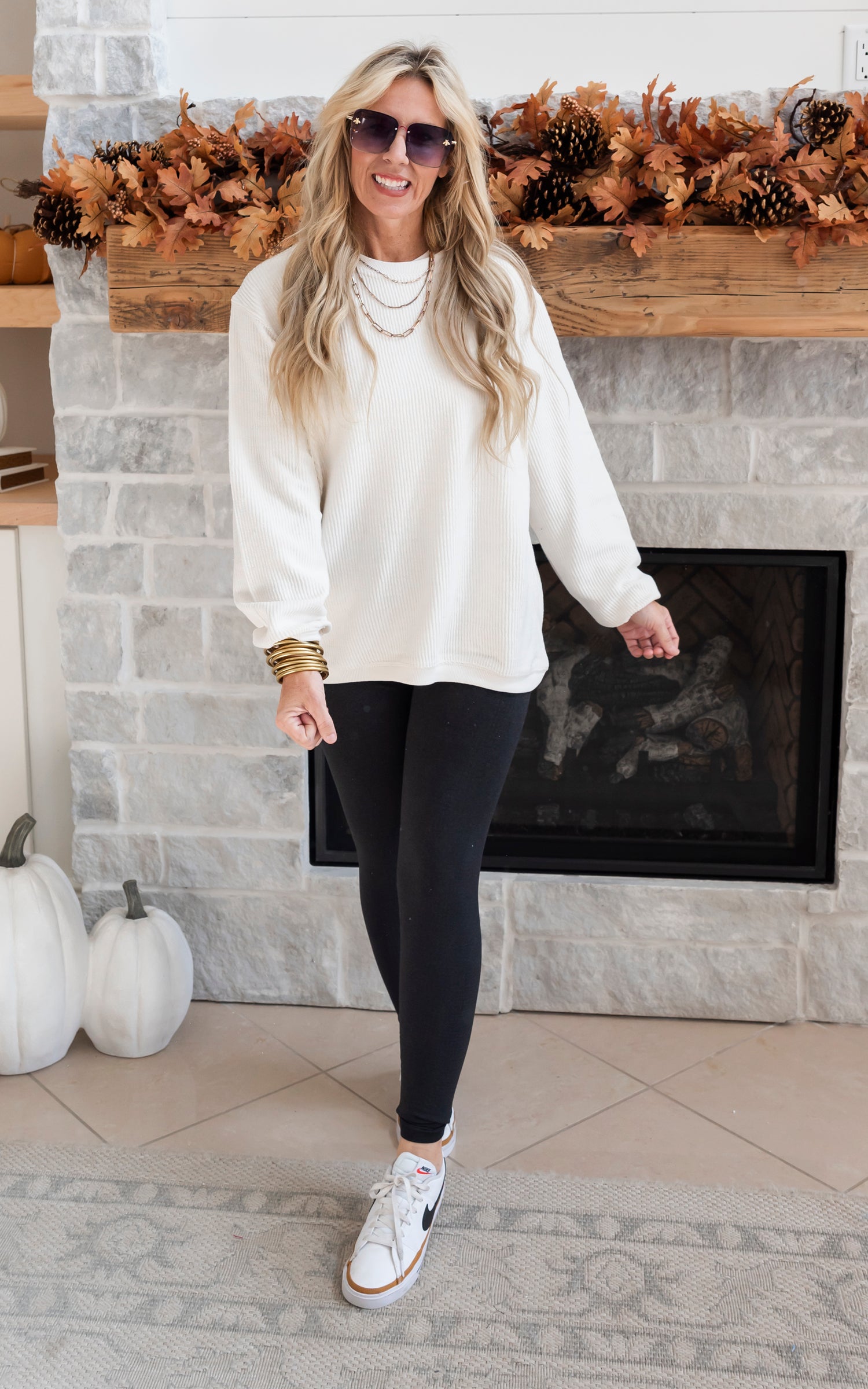 Ivory corded pullover