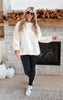 ivory crewneck with black leggings