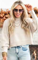 Meet Me Later Oversized Cropped Sweater - Final Sale