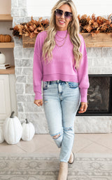 Meet Me Later Oversized Cropped Sweater - Final Sale