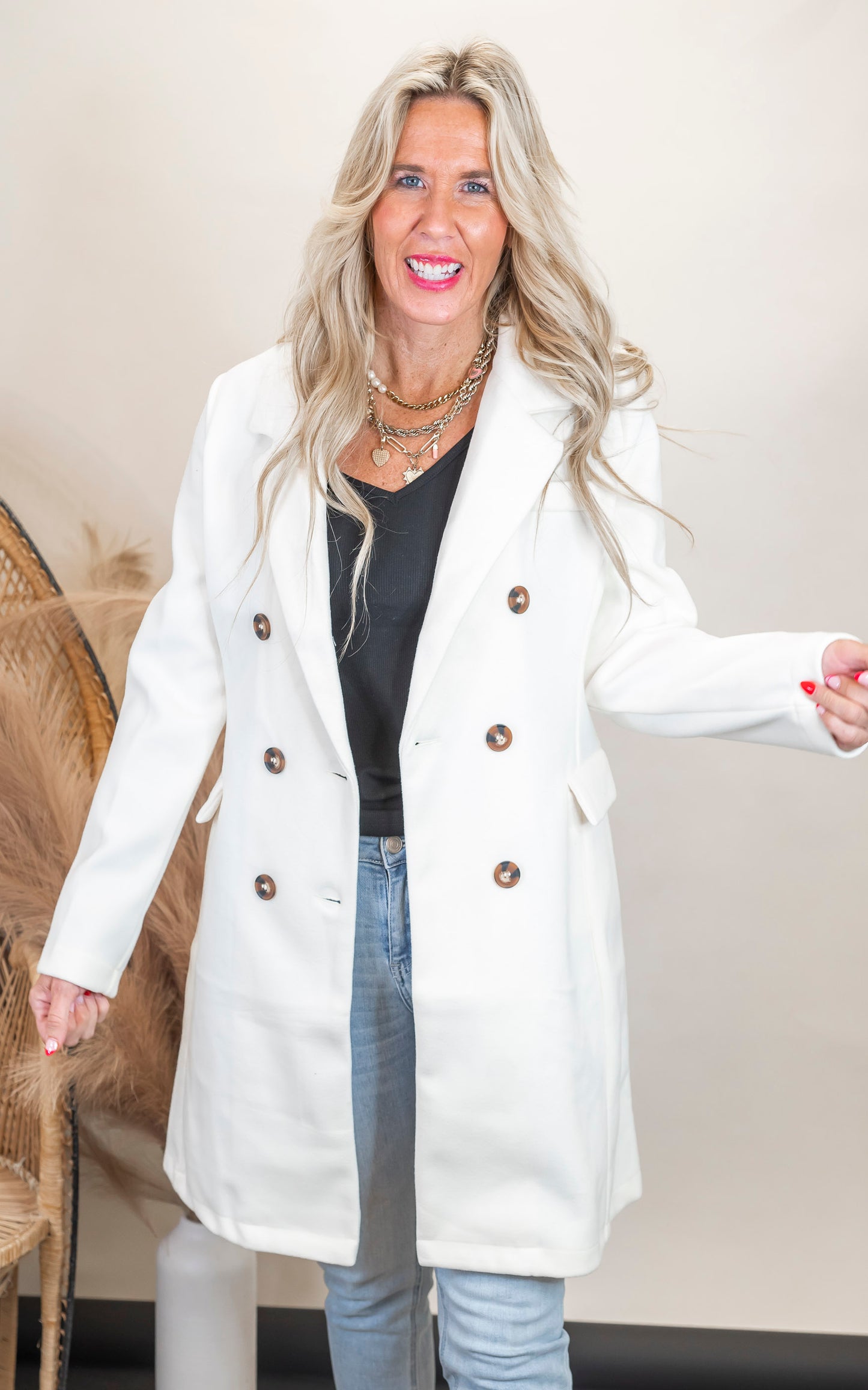 Ivory Double Breasted Coat - Final Sale