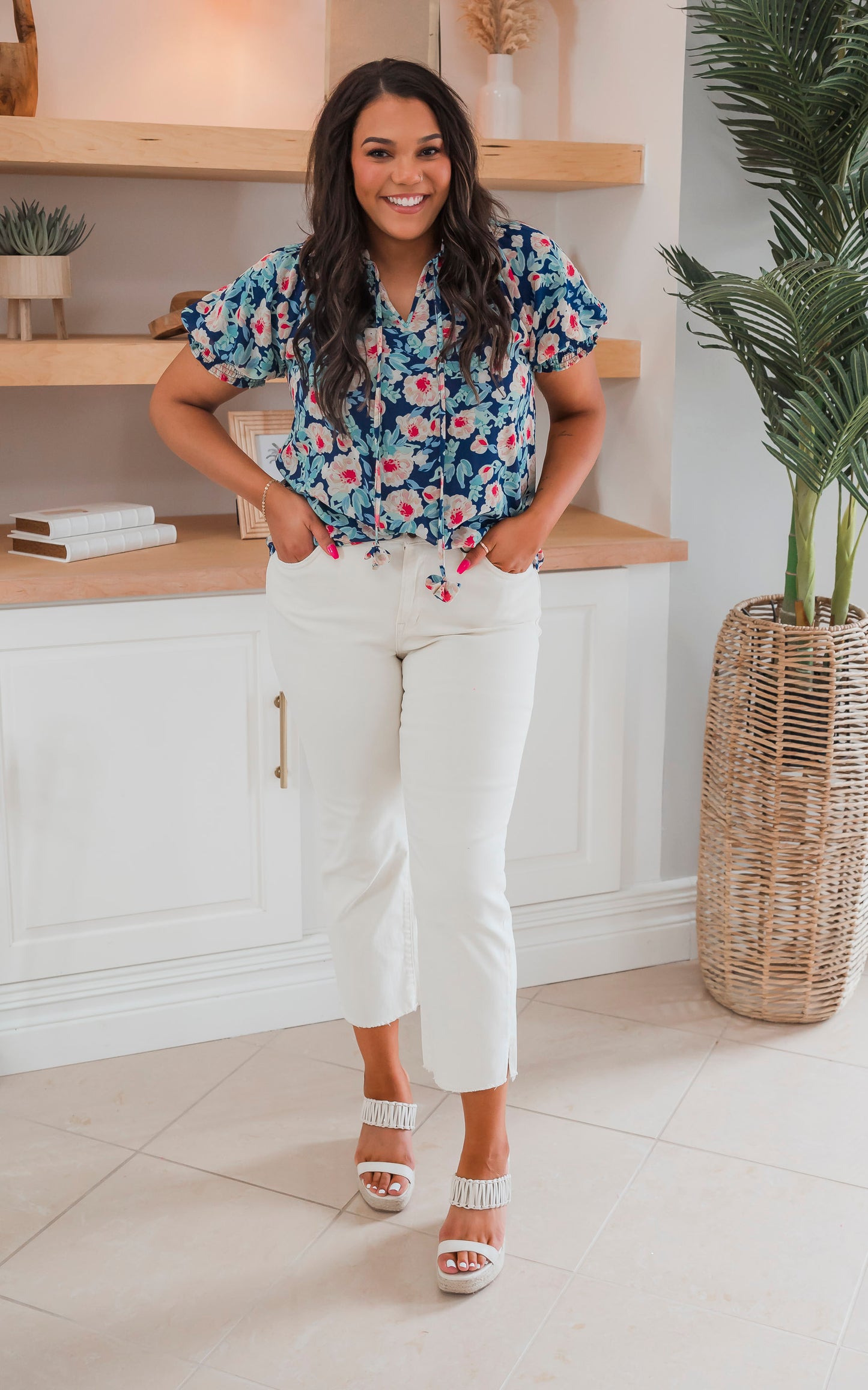 The Helena Mid Rise Straight Leg w/ Slit Denim Jeans - Final Sale
