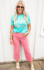 Summer Blush RFM Crop Chloe Tummy Support Wide Leg Denim Jeans