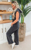 MONO B Black Mineral Washed Sleeveless French Terry Hoodie