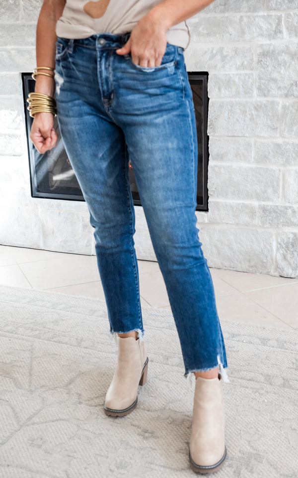 Super High Straight Leg with Step Hem Denim Jeans | Mica