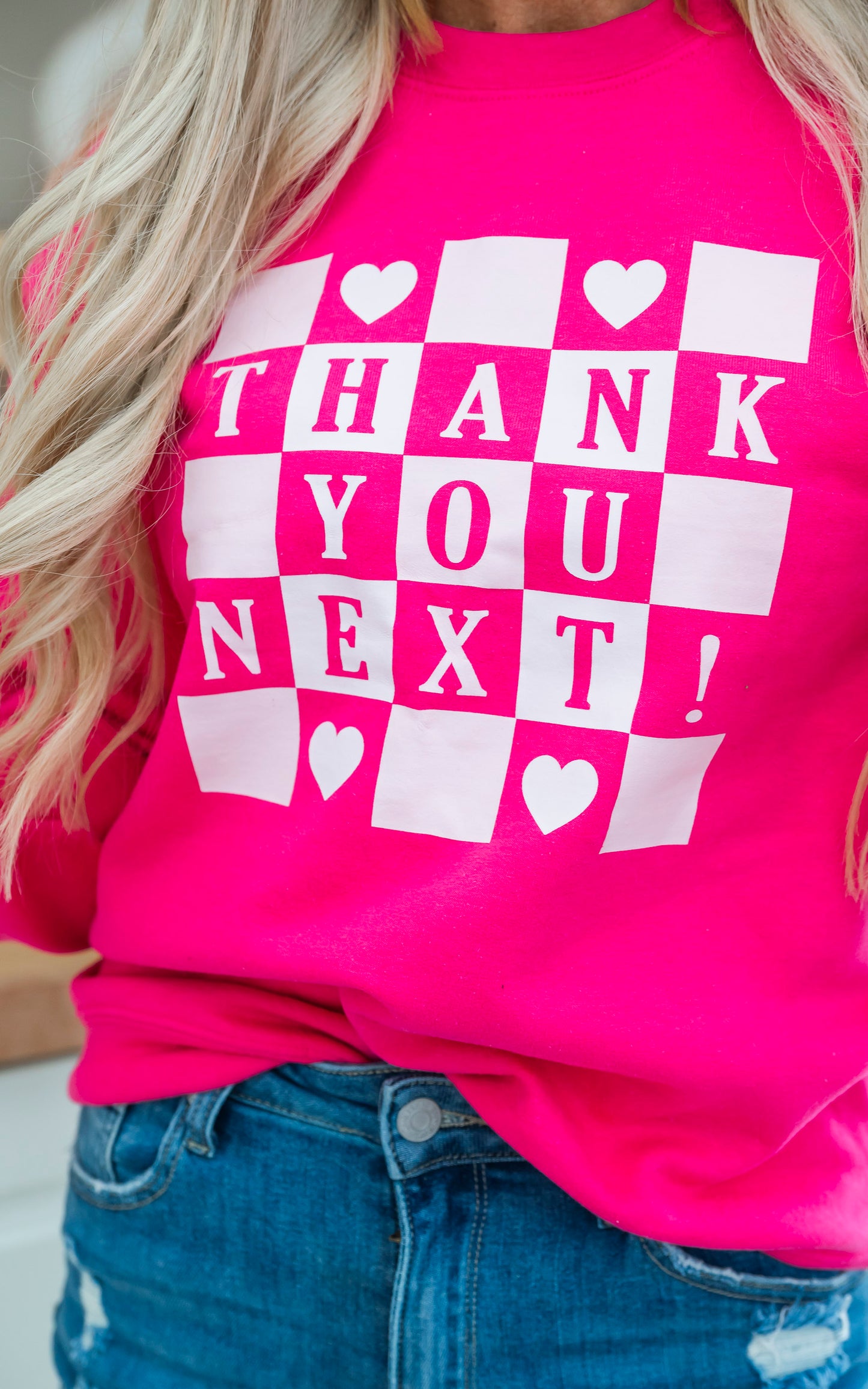 hot pink valentine graphic sweatshirt
