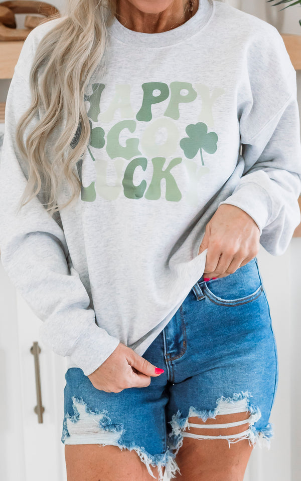 Happy Go Lucky Graphic Crewneck Sweatshirt
