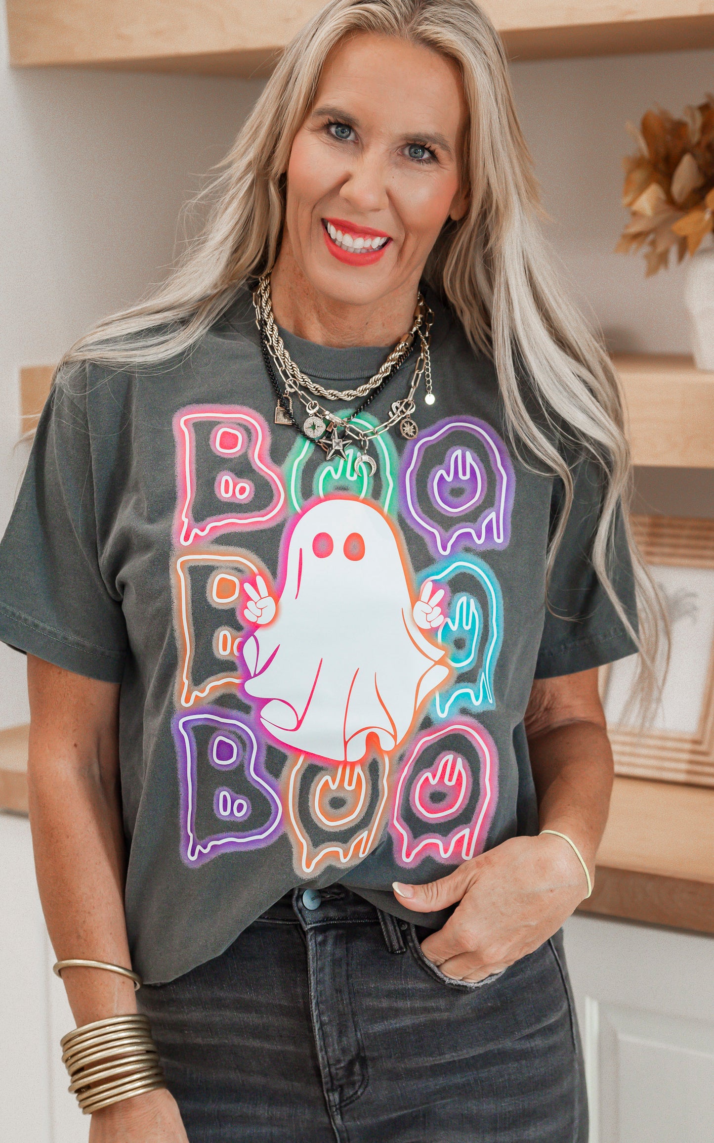 Neon Ghost Garment Dyed Graphic T-shirt- FINAL SALE**