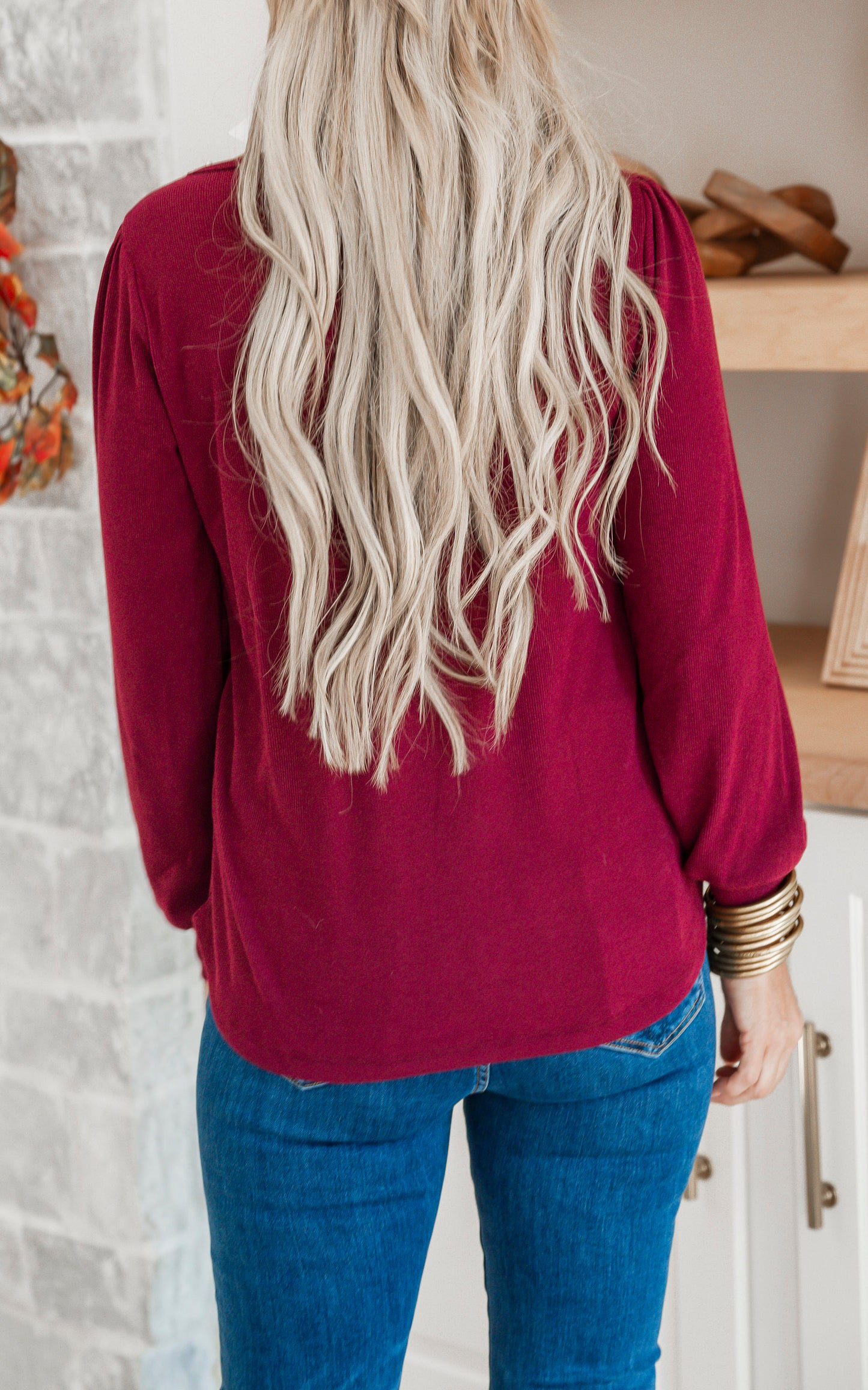 Basic Wine Long Sleeve Top - Final Sale