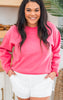 washed red sweatshirt