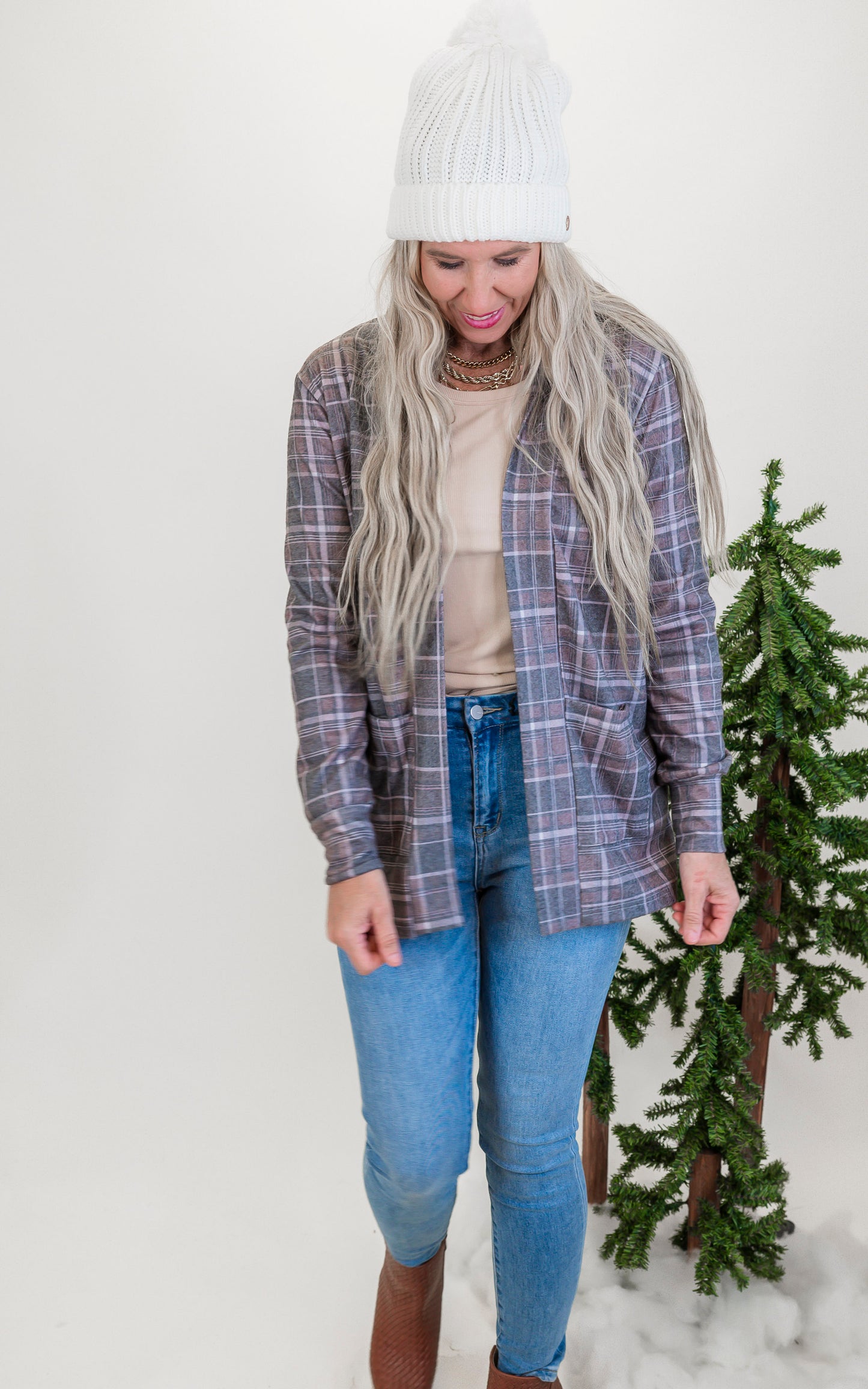 Forever Favorite Plaid Cardigan in Charcoal Brown #5 | Salty Wave**DEAL
