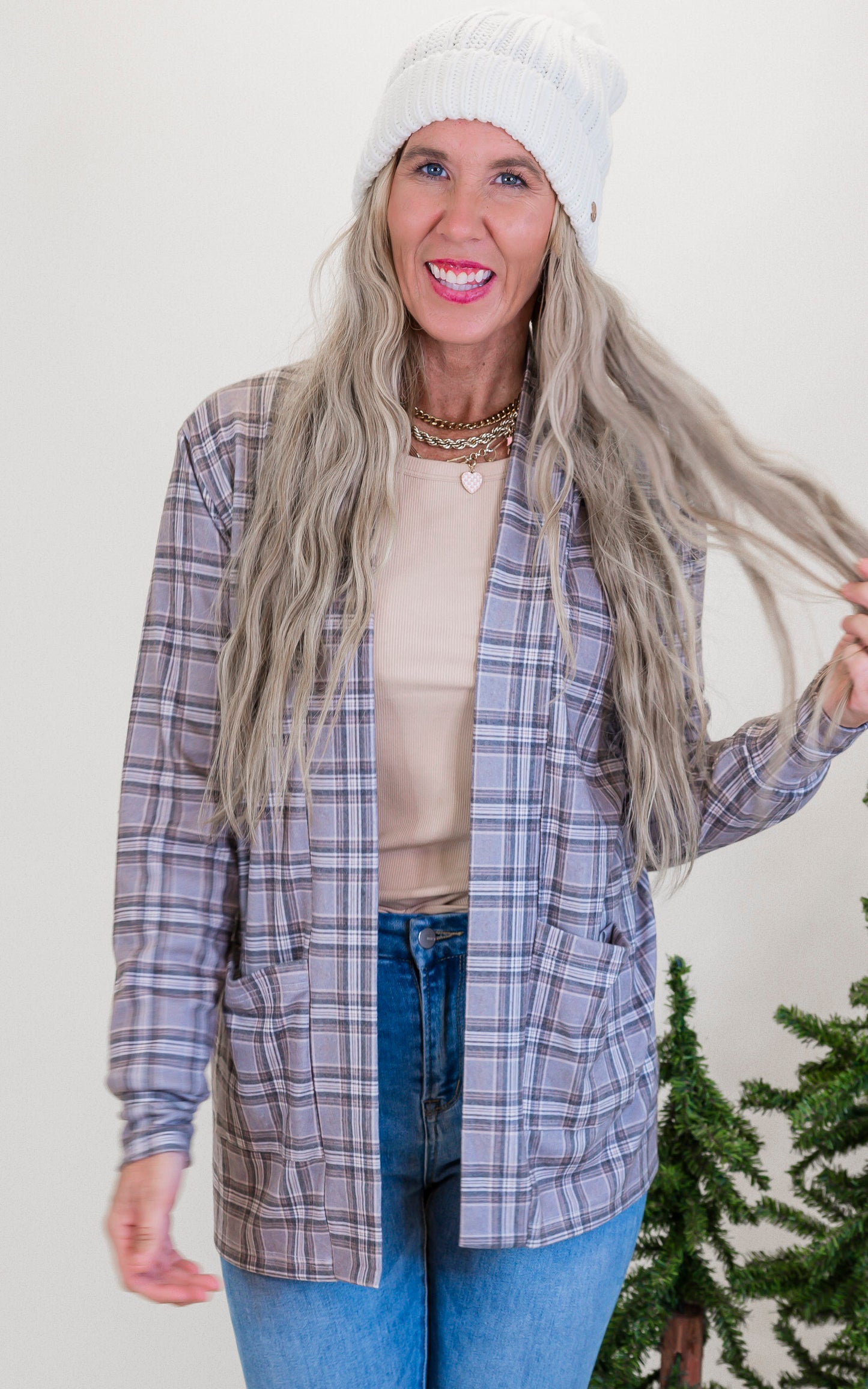 Forever Favorite Plaid Cardigan in Heather Grey #2 | Salty Wave