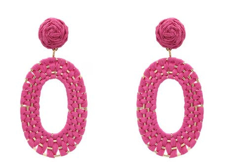 Raffia Interwoven Oval Drop Earrings* - Final Sale