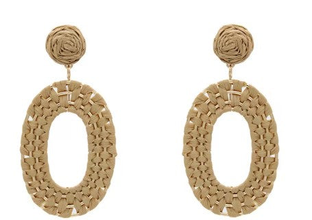 Raffia Interwoven Oval Drop Earrings* - Final Sale