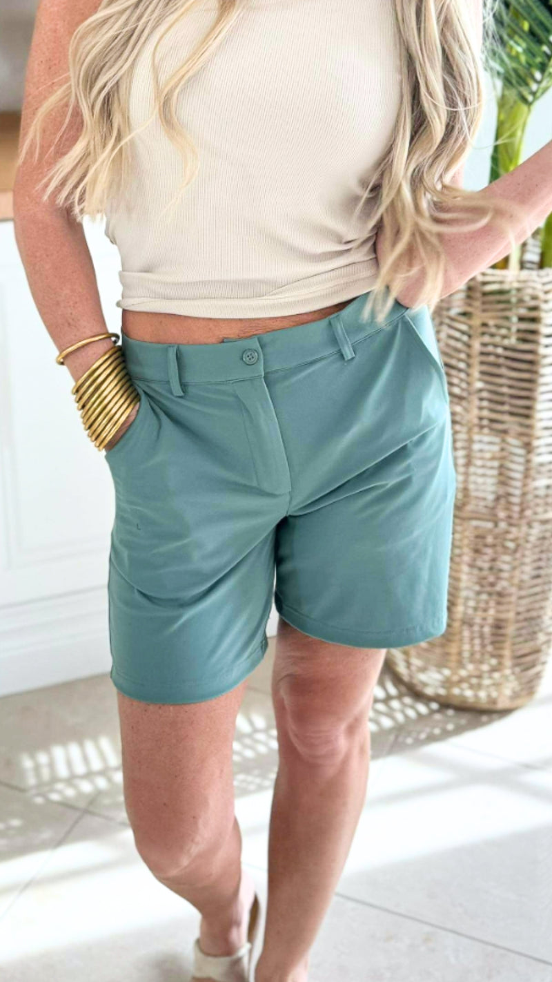 6.5 Inch Olive Everyday Bermuda Chino Shorts by Salty Wave - DEAL