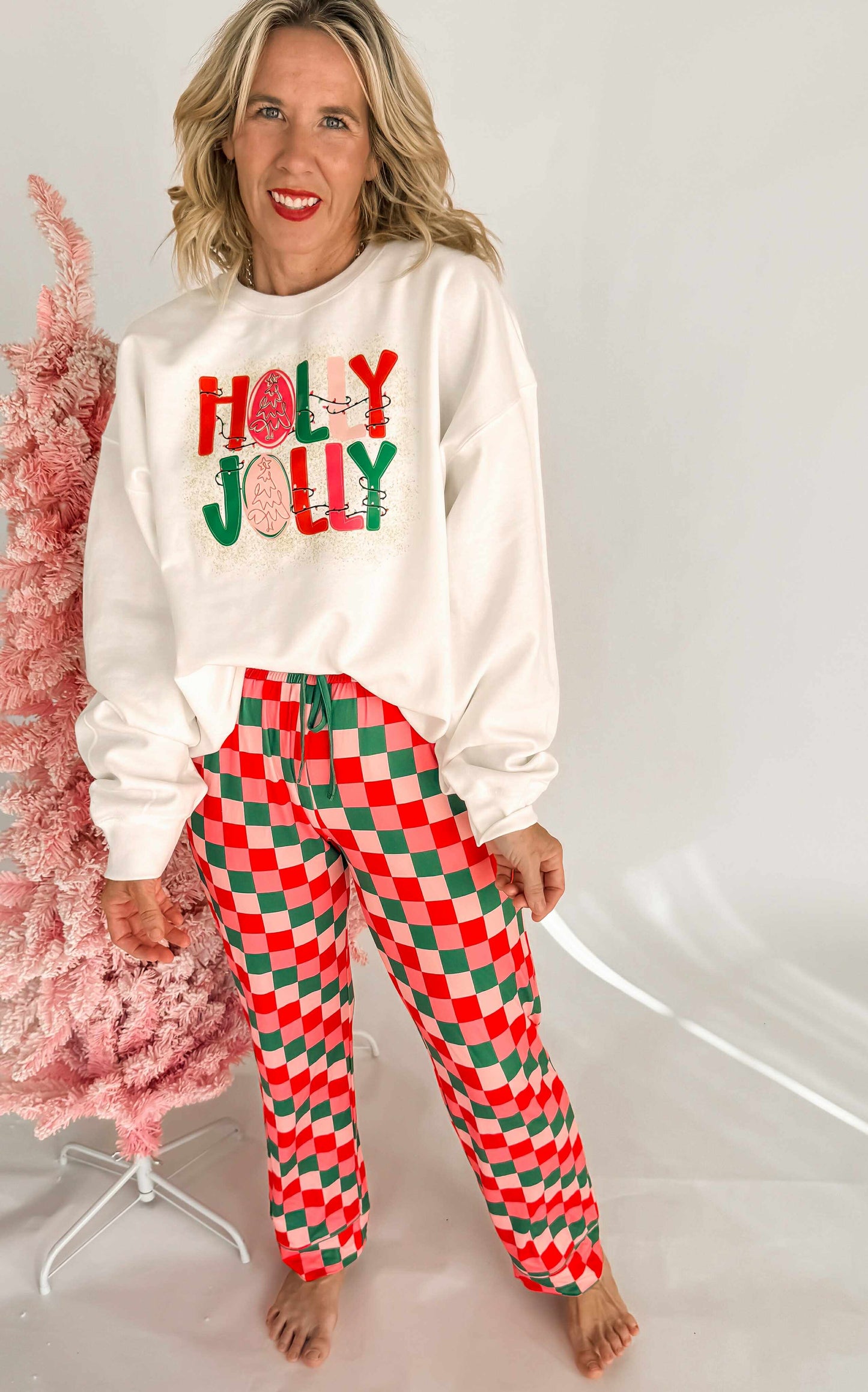 Holly Jolly Crew Neck Graphic Sweatshirt