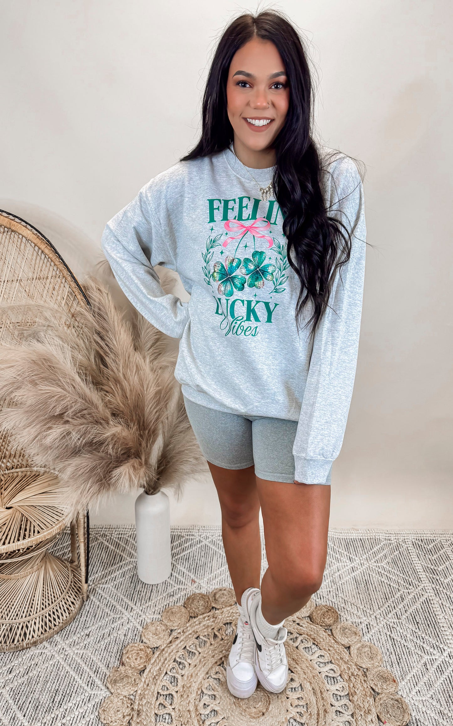 Feeling Lucky Graphic Crewneck Sweatshirt | FINAL SALE