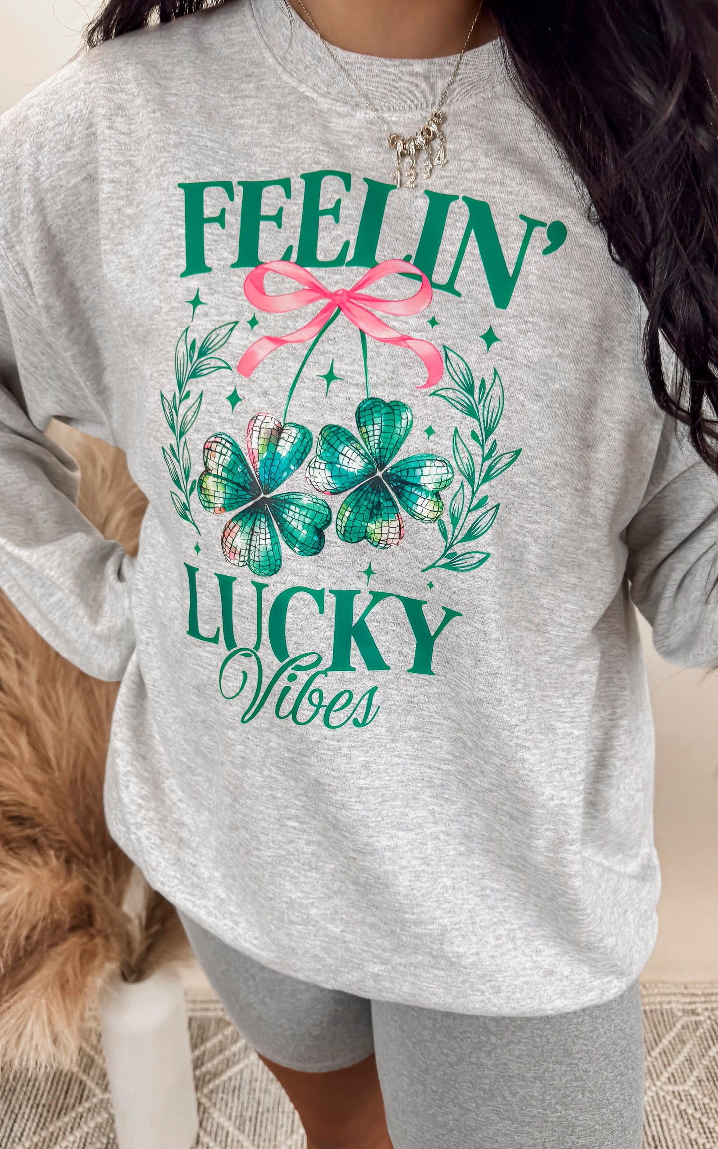 Feeling Lucky Graphic Crewneck Sweatshirt | FINAL SALE