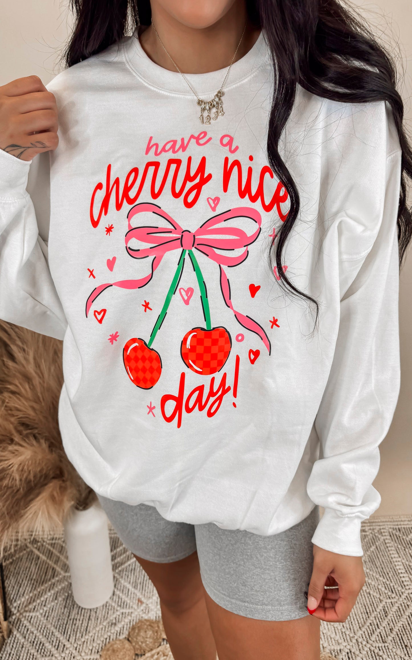 Have a Cherry Nice Day Graphic Crewneck Sweatshirt | FINAL SALE