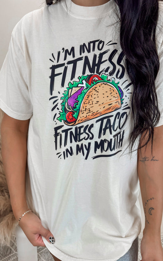 Im All About Fitness.. Fitness Taco in my Mouth Garment Dyed Graphic T-shirt - Final Sale