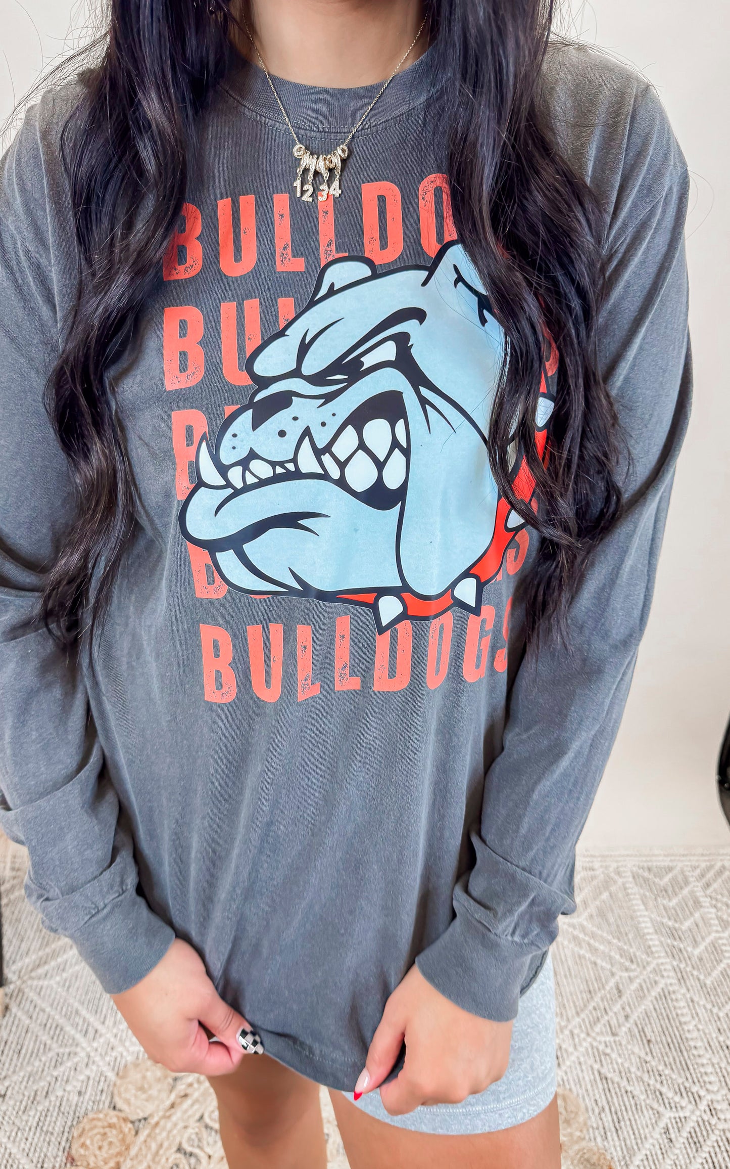 Bulldogs Garment Dyed Long Sleeve Graphic Top