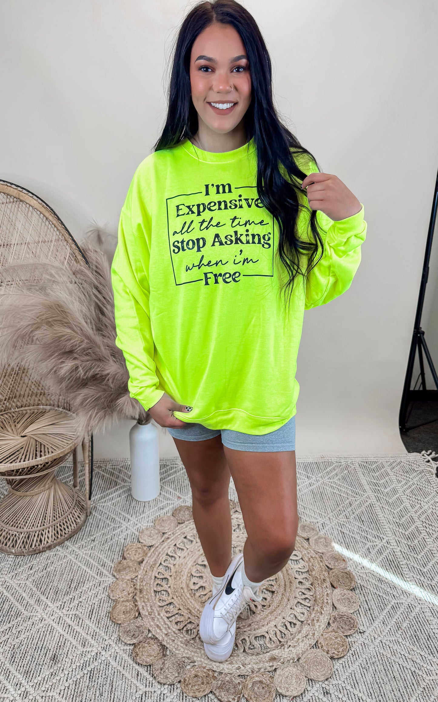 I'm Expensive Stop Asking Graphic Crewneck Sweatshirt