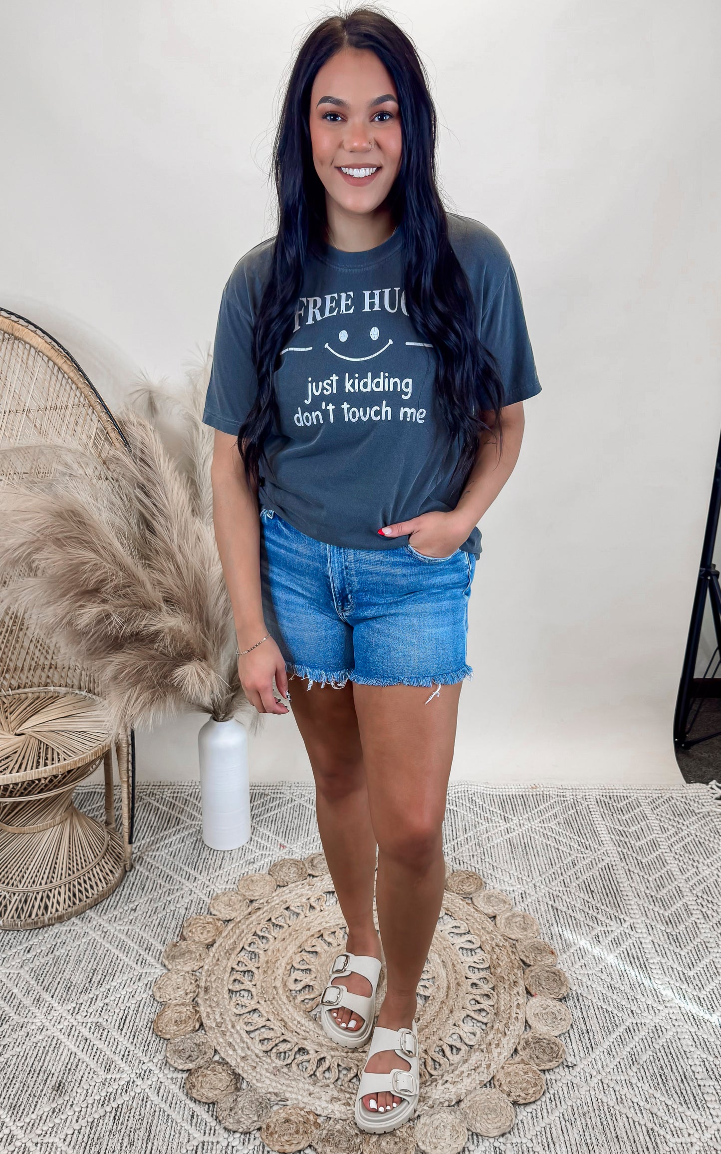 Free Hugs ... Just Kidding Garment Dyed Graphic T-shirt