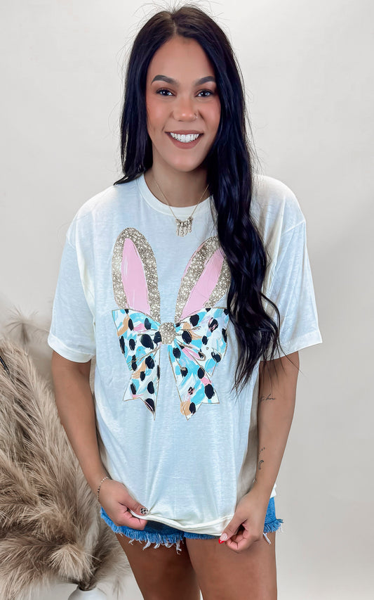 Glitter Bunny Ears Graphic T-shirt