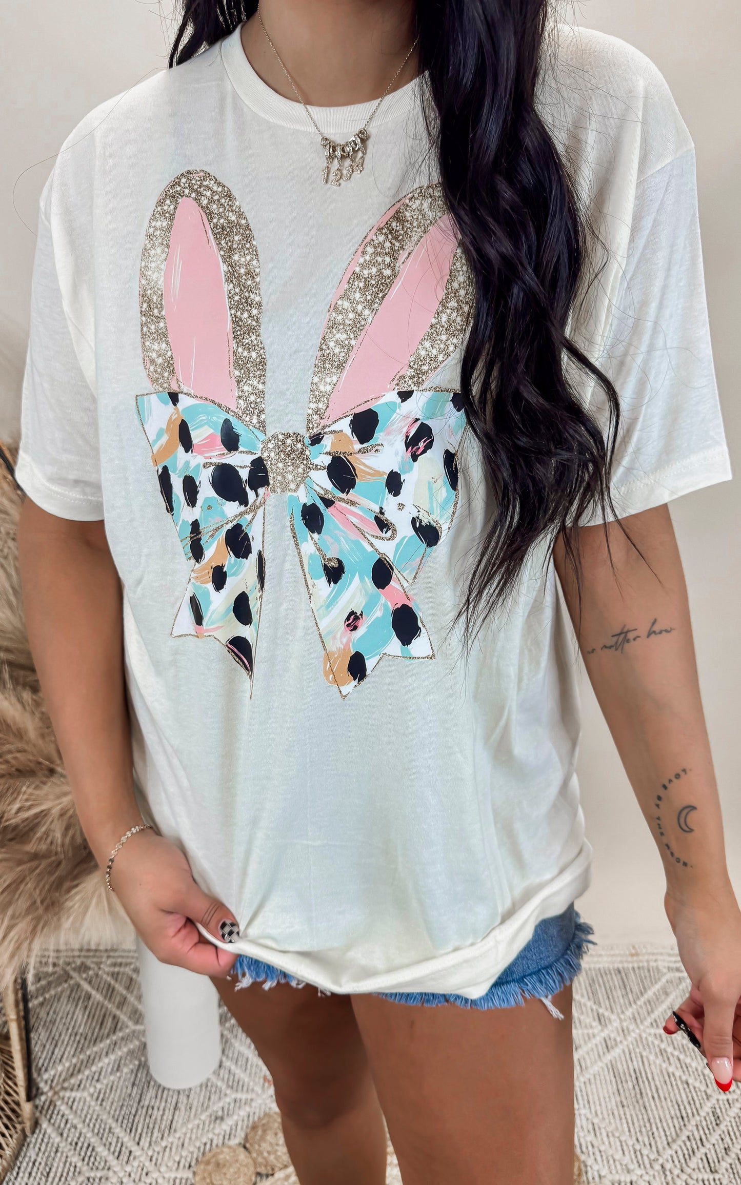 Glitter Bunny Ears Graphic T-shirt