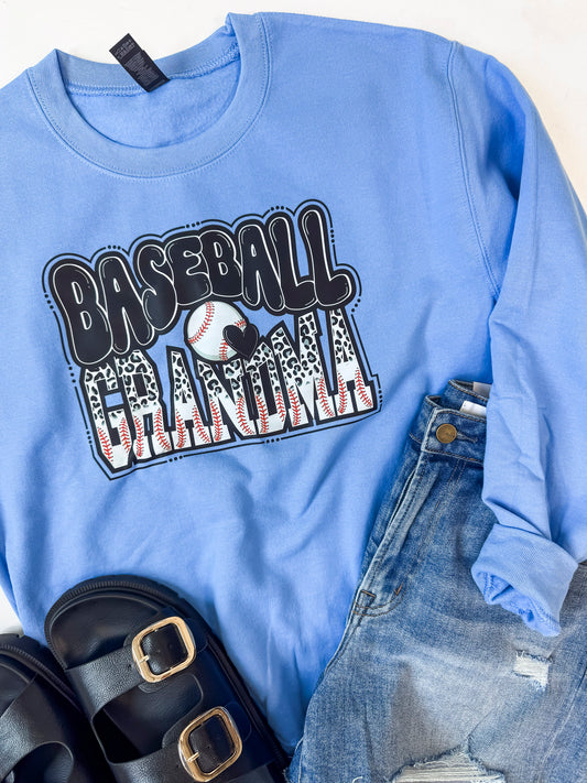 Baseball Grandma Graphic Crewneck Sweatshirt