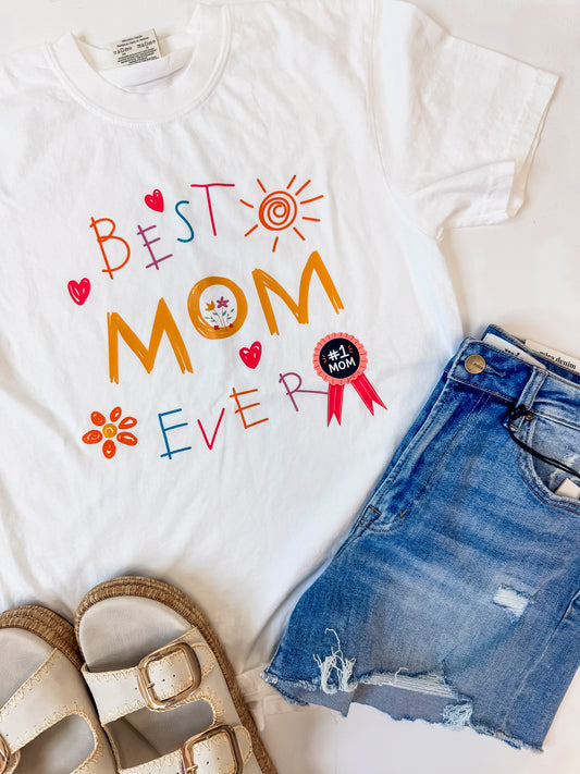 Best Mom Ever Garment Dyed Graphic T-shirt**
