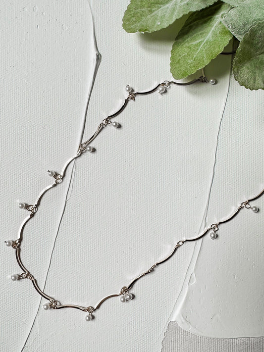 Delicate Pearl and Gold Necklace